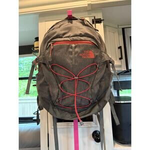 The North Face Gray and Red Backpack